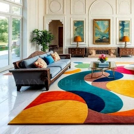 Handcrafted Multicolor Abstract Contemporary Living Room Rug